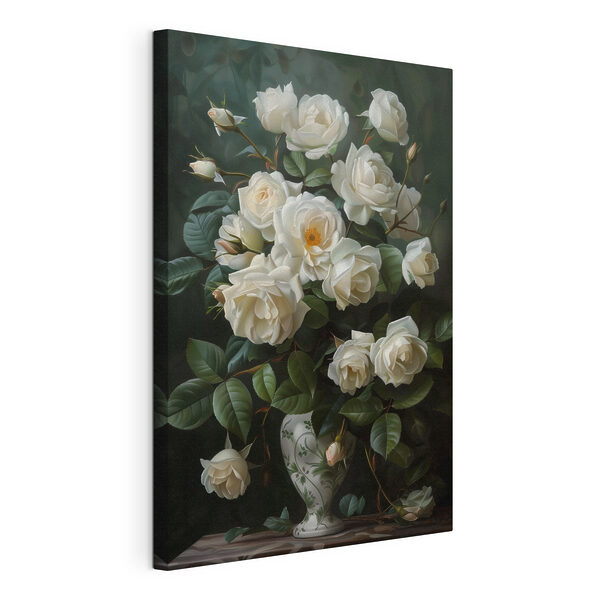 Canvas Schilderijen Elegant boeket witte rozen