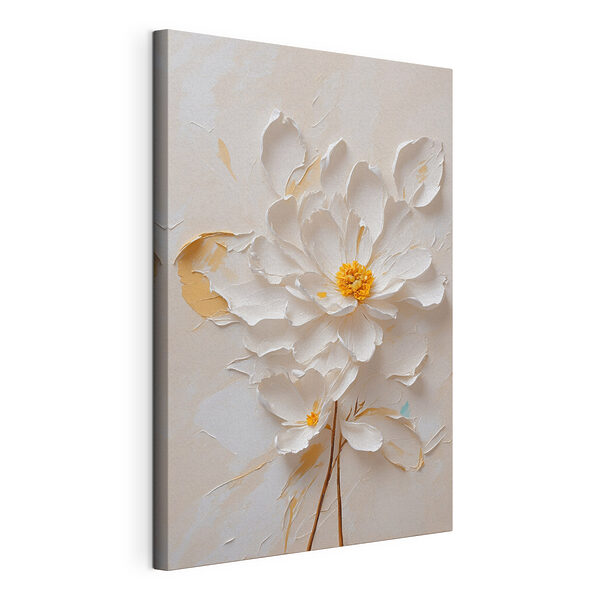 Canvas Schilderijen Witte bloem met geel hart
