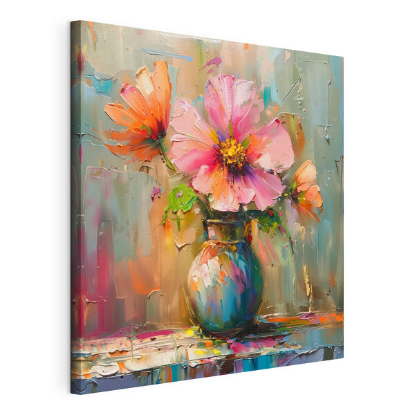 Canvas Schilderijen Schilderij van bloemen in een vaas