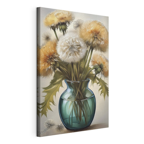 Vaas met paardenbloemen erin Canvas Schilderijen Vaas met paardenbloemen erin