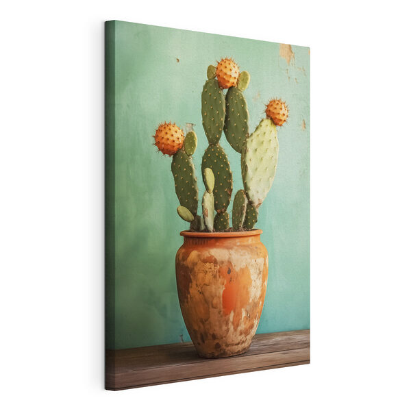 Canvas Schilderijen Cactus in een pot