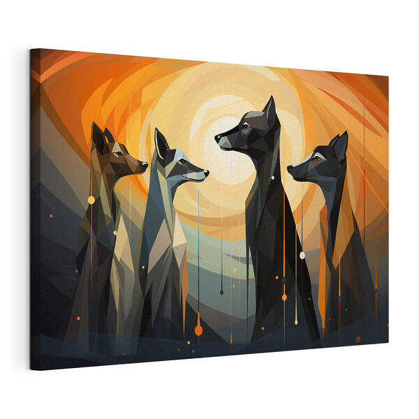 Groep honden kijkt naar elkaar Canvas Schilderijen Groep honden kijkt naar elkaar