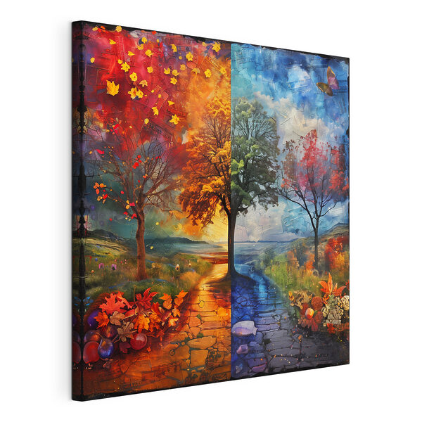 Schilderij van een boom en een pad Canvas Schilderijen Schilderij van een boom en een pad