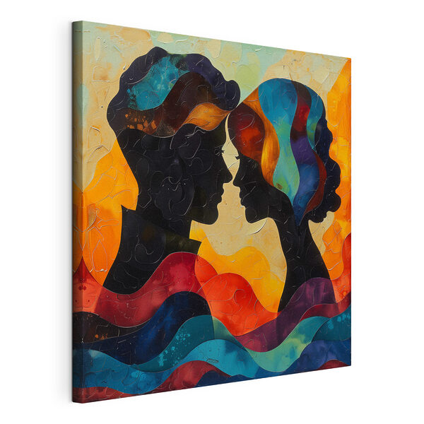 Man en vrouw kijken elkaar aan Canvas Schilderijen Man en vrouw kijken elkaar aan