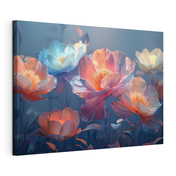 Groep bloemen met bladeren Canvas Schilderijen Groep bloemen met bladeren