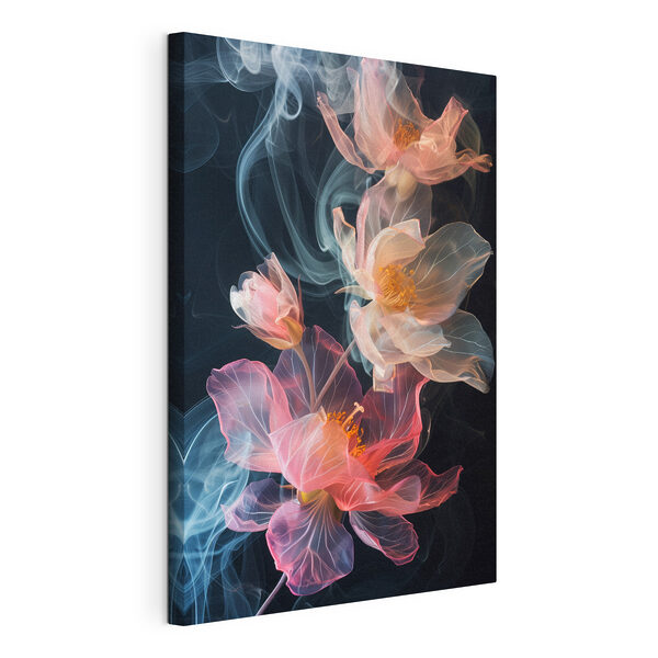 Tere bloemen, omringd door sliertjes Canvas Schilderijen Tere bloemen, omringd door sliertjes