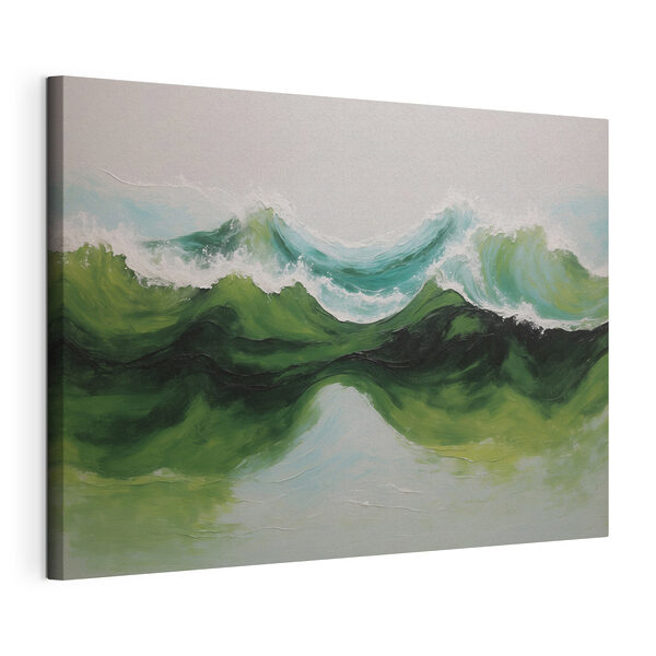 Schilderij van groene en blauwe golven Canvas Schilderijen Schilderij van groene en blauwe golven