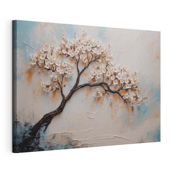 Schilderij van een boom met witte bloemen Canvas Schilderijen Schilderij van een boom met witte bloemen