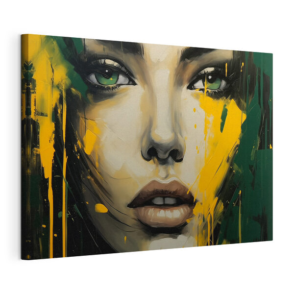 Canvas Schilderijen Schilderij van een vrouw’s gezicht