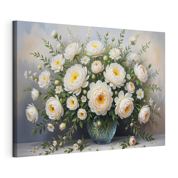Vaas met witte bloemen Canvas Schilderijen Vaas met witte bloemen