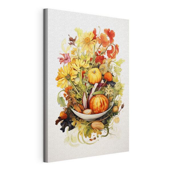 Aquarel van groenten en bloemen Canvas Schilderijen Aquarel van groenten en bloemen