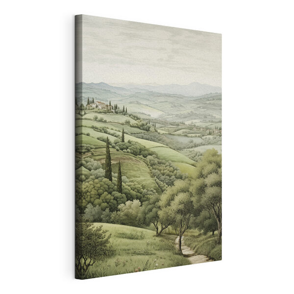 Landschap met bomen en een huis Canvas Schilderijen Landschap met bomen en een huis