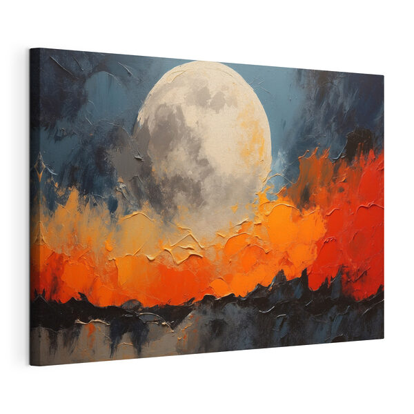 Schilderij van een maan en vuur Canvas Schilderijen Schilderij van een maan en vuur
