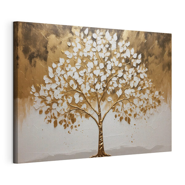 Schilderij van een boom met witte bladeren Canvas Schilderijen Schilderij van een boom met witte bladeren