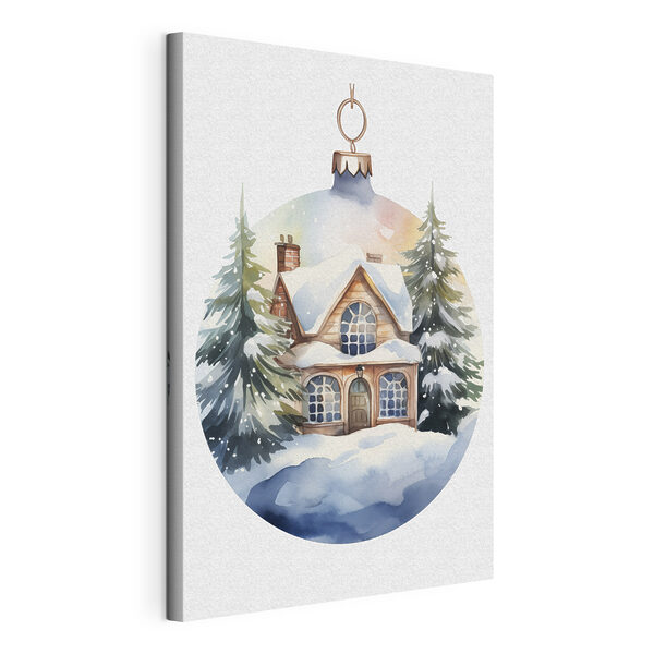 Aquarel van een huis in de sneeuw Canvas Schilderijen Aquarel van een huis in de sneeuw