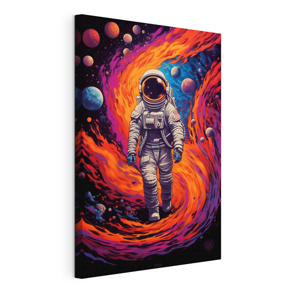 Een astronaut die door de ruimte loopt Canvas Schilderijen Een astronaut die door de ruimte loopt