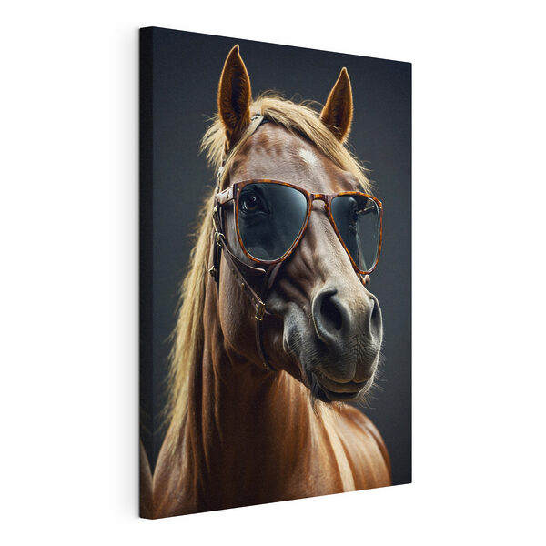 Canvas Schilderijen Paard met zonnebril