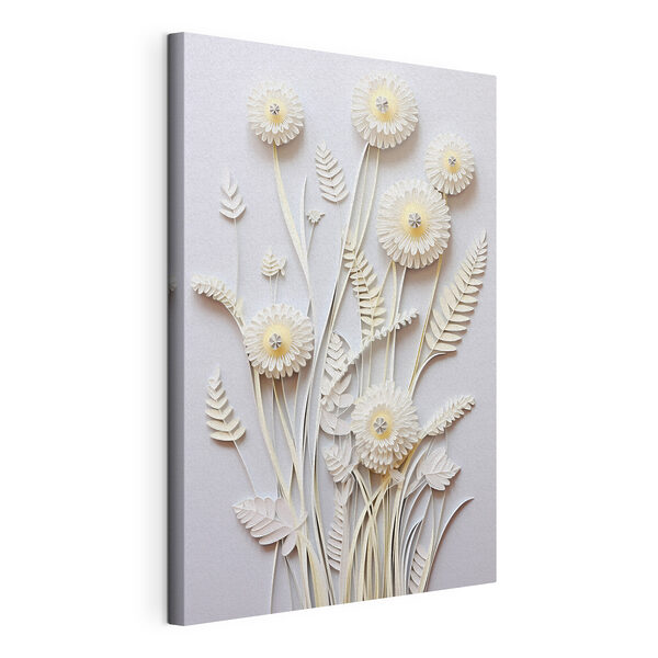 Knipbloemen van wit papier Canvas Schilderijen Knipbloemen van wit papier
