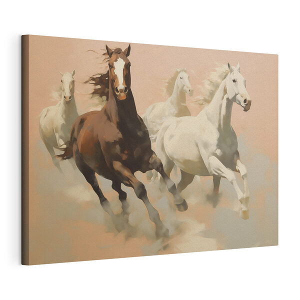 Canvas Schilderijen Groep rennende paarden