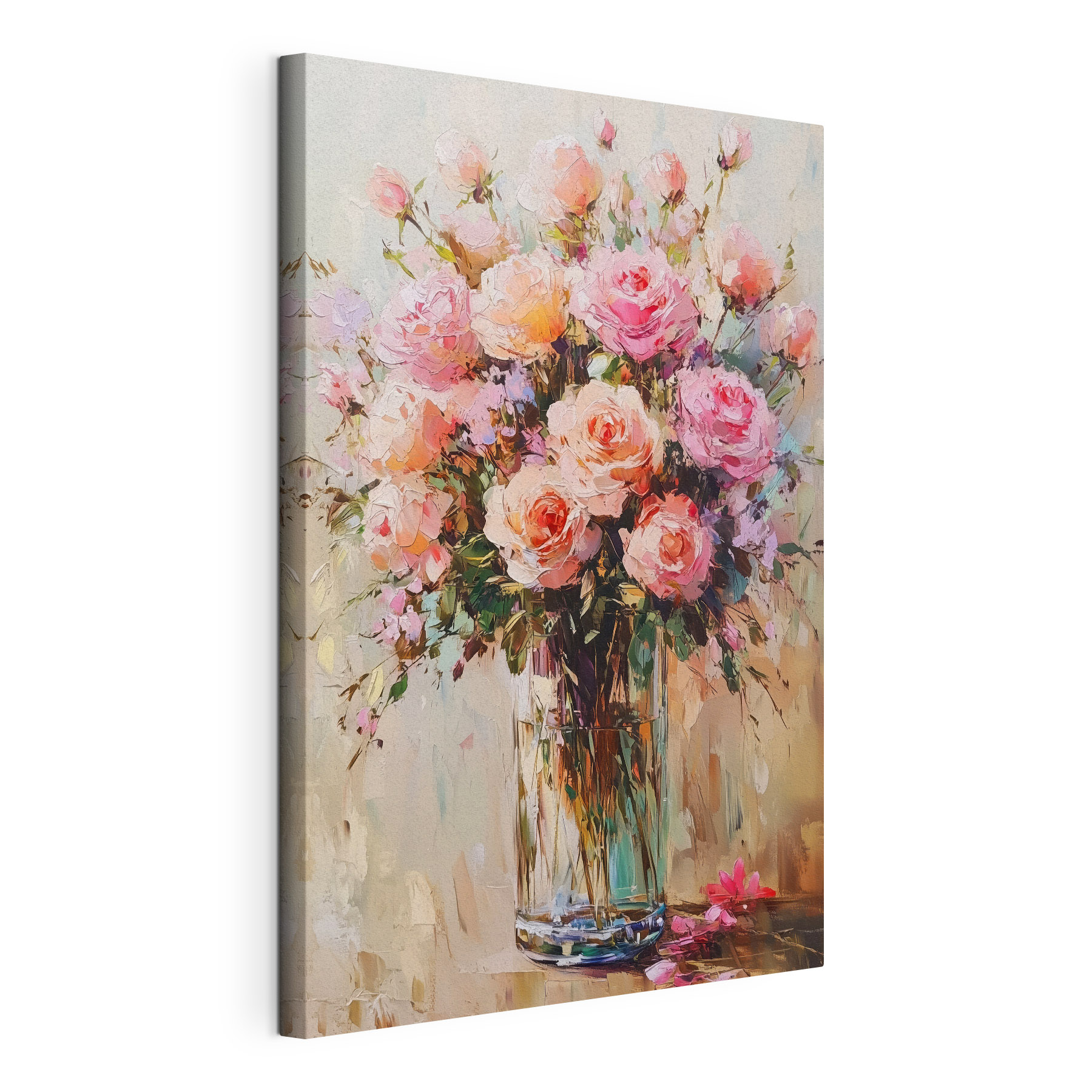 Painting of a bouquet of pink roses