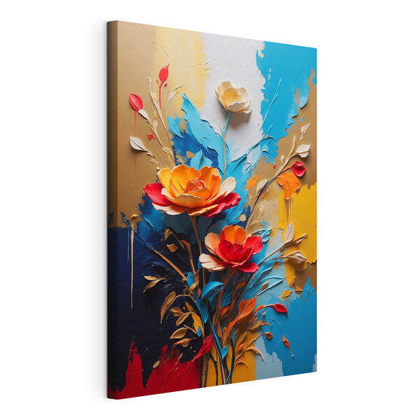 Canvas Schilderijen Schilderij van bloemen en bladeren