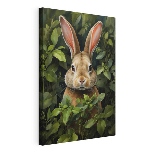 Konijn in de struiken Canvas Schilderijen Konijn in de struiken