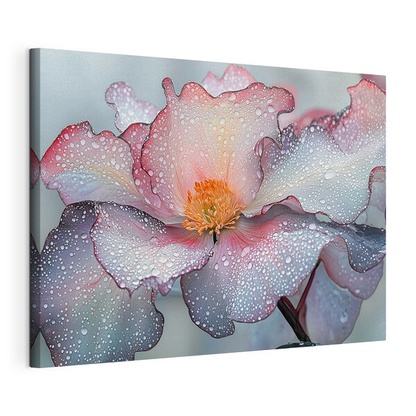 Canvas Schilderijen Delicate bloemblaadjes versierd met regendruppels