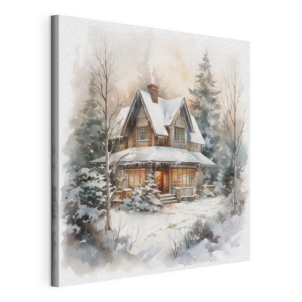 Huis in de sneeuw Canvas Schilderijen Huis in de sneeuw