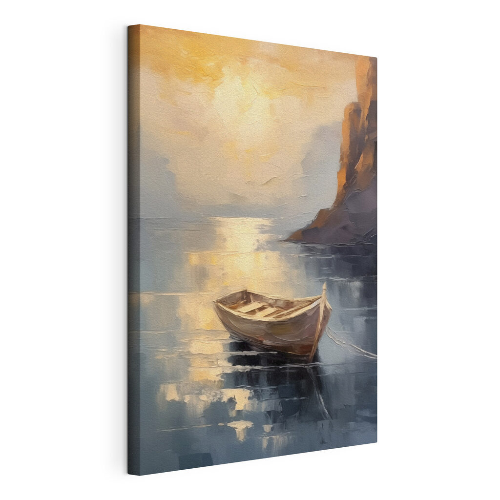 Painting of a boat in water