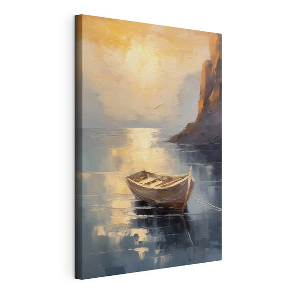 Schilderij van een boot in water Canvas Schilderijen Schilderij van een boot in water