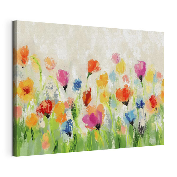 Canvas Schilderijen Schilderij van bloemen op een witte achtergrond
