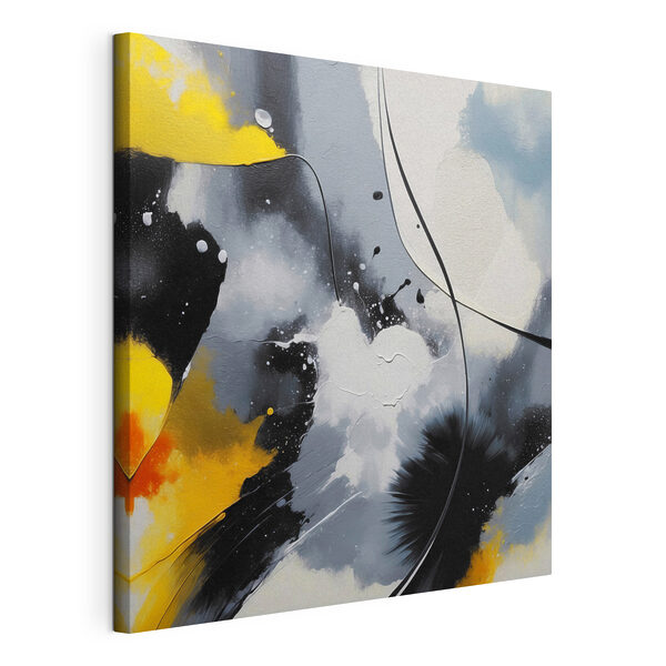 Canvas Schilderijen Schilderen met zwart gele en witte kleuren