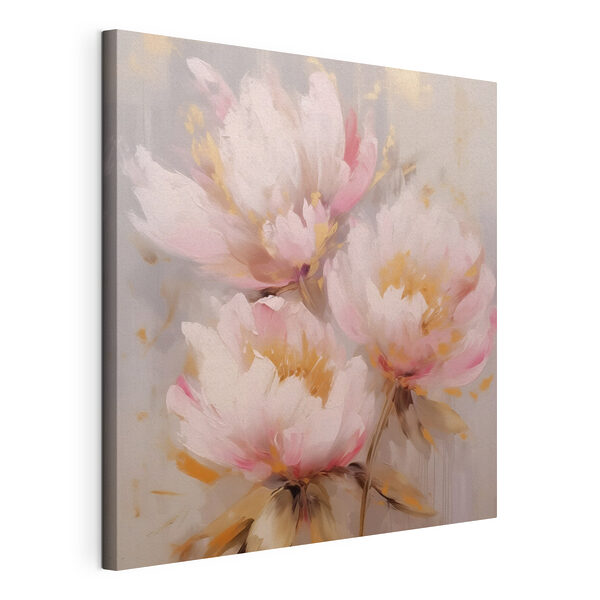 Schilderij van roze bloemen Canvas Schilderijen Schilderij van roze bloemen