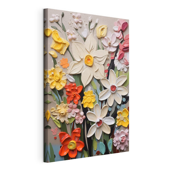 Een levendig boeket van kleurrijke bloemen Canvas Schilderijen Een levendig boeket van kleurrijke bloemen