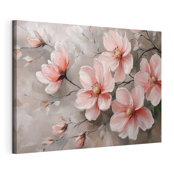 Schilderij van roze bloemen Canvas Schilderijen Schilderij van roze bloemen