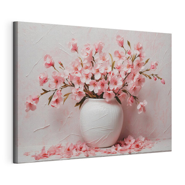 Vaas met roze bloemen Canvas Schilderijen Vaas met roze bloemen