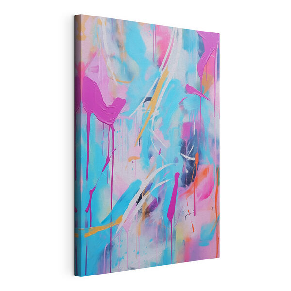 Canvas Schilderijen Schilderen met roze en blauwe verf