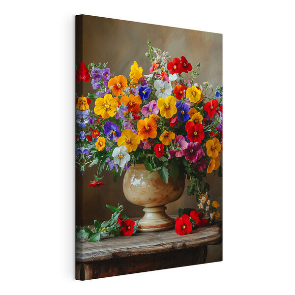 Vaas met kleurrijke bloemen Canvas Schilderijen Vaas met kleurrijke bloemen