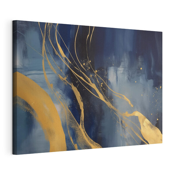 Blauw en geel schilderij Canvas Schilderijen Blauw en geel schilderij
