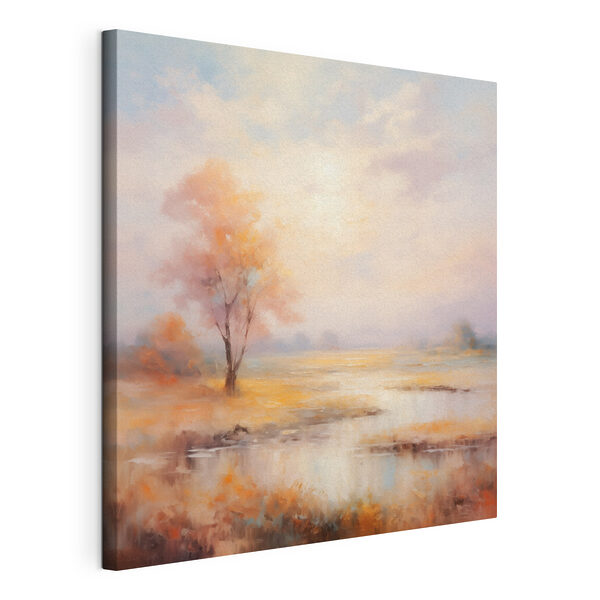 Canvas Schilderijen Schilderij van een boom in een moeras