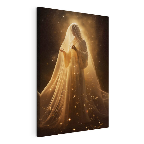 Vrouw in een witte jurk Canvas Schilderijen Vrouw in een witte jurk