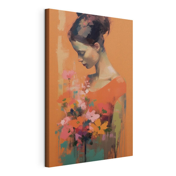 Vrouw met bloemen Canvas Schilderijen Vrouw met bloemen