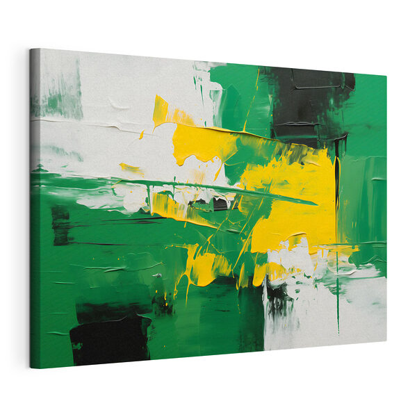 Canvas Schilderijen Schilderen met groene en gele verf