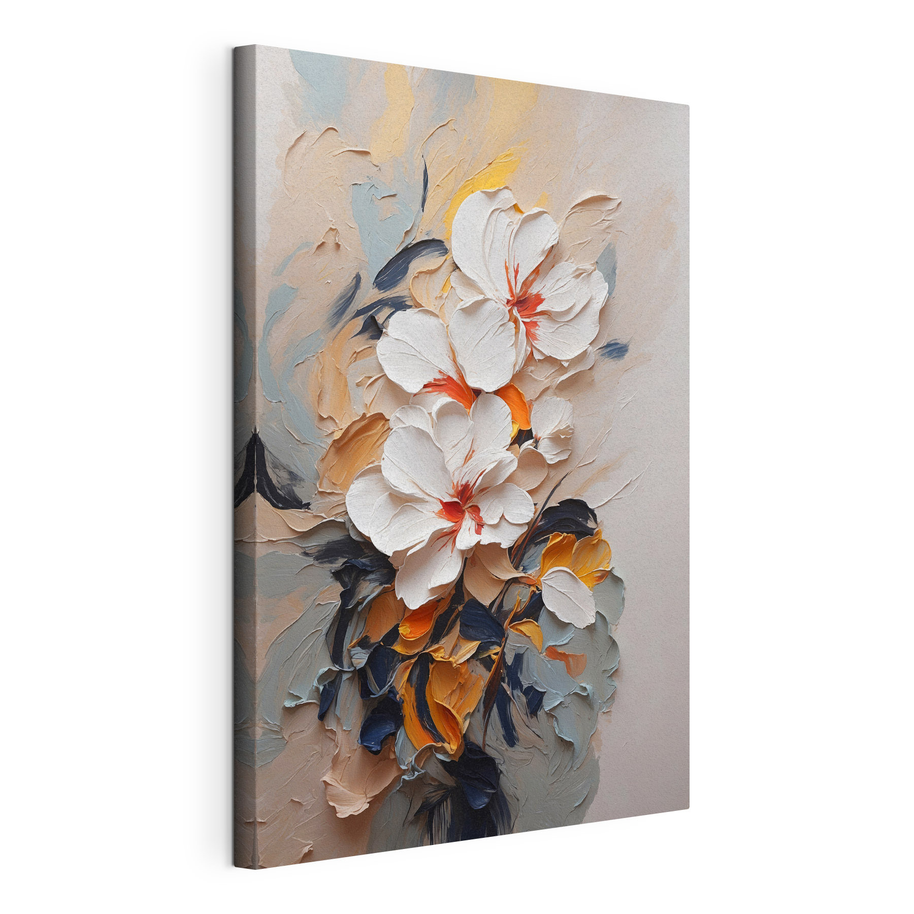 A painting of flowers on a wall A painting of flowers on a wall