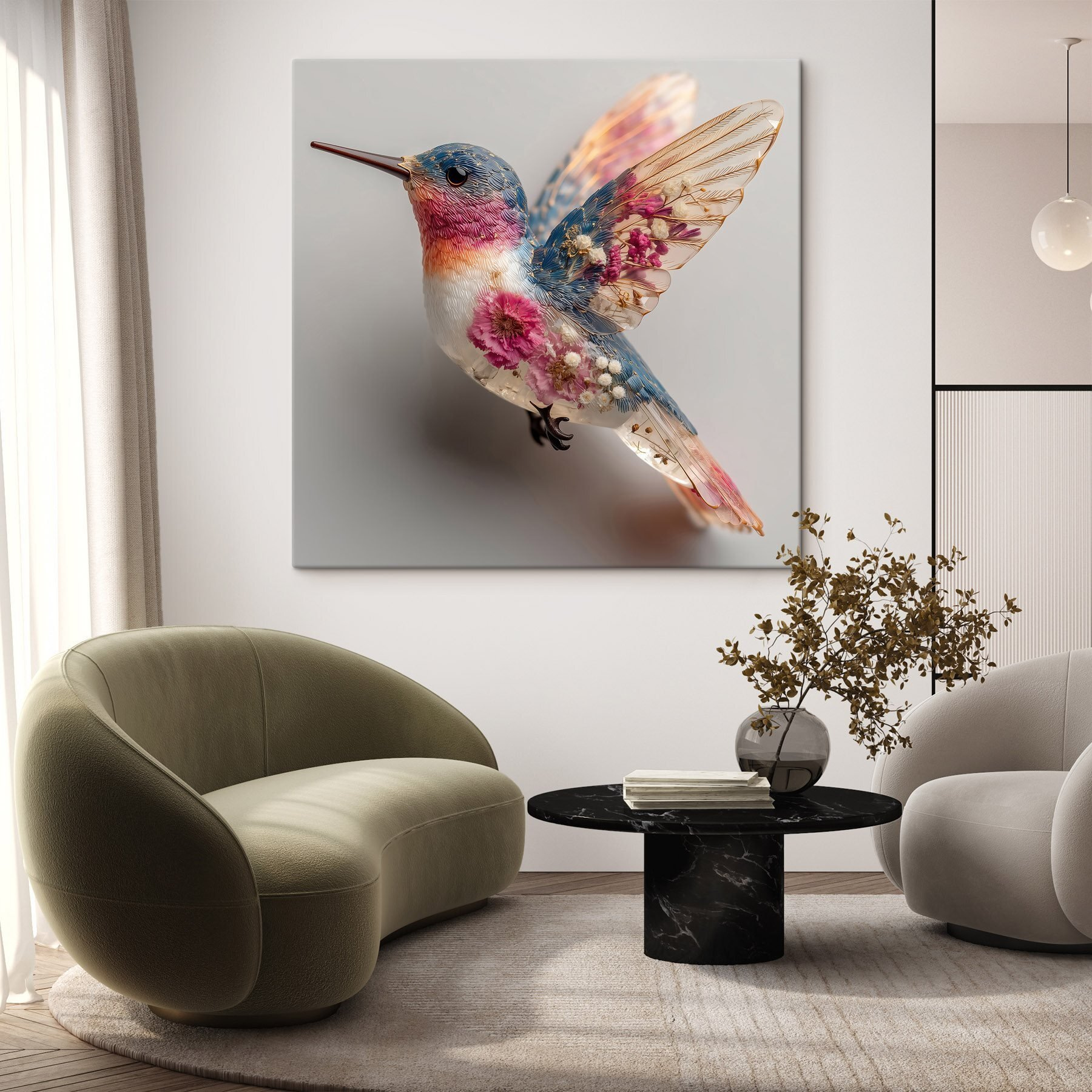 Bird with flowers on it