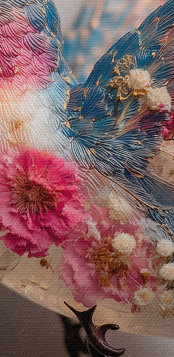 Bird with flowers on it
