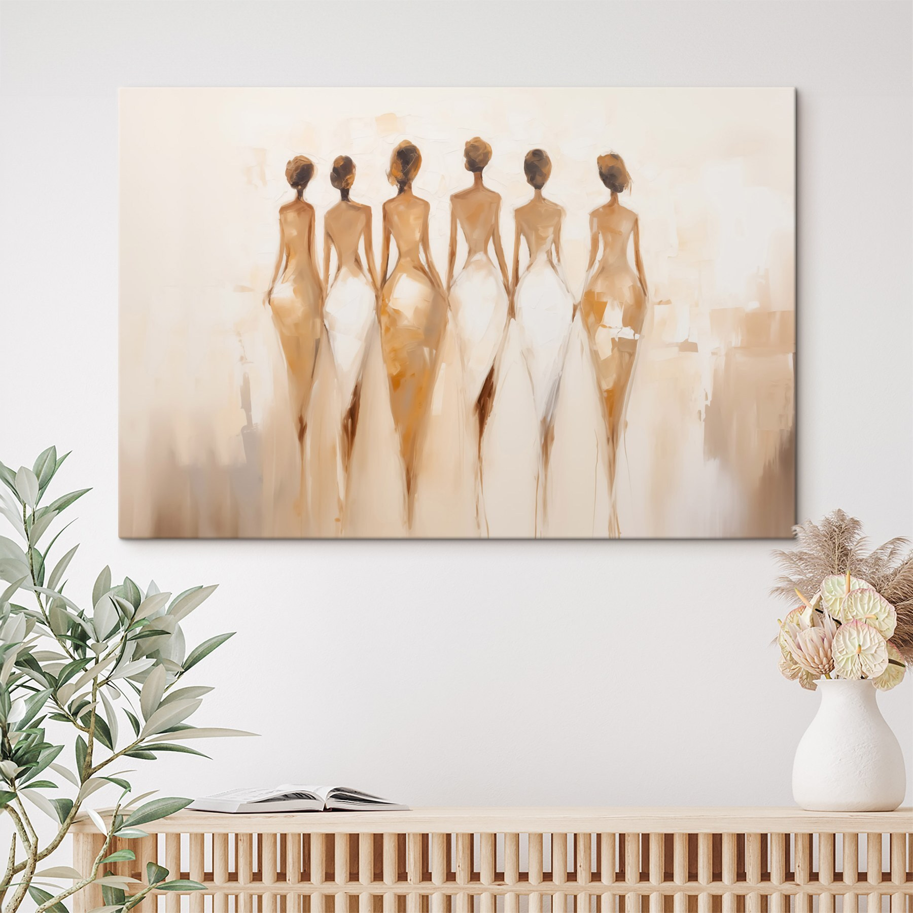 Painting of a group of women in white dresses