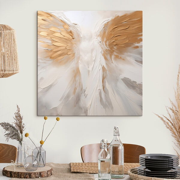 Canvas Schilderijen Witte en bruine engelenvleugels