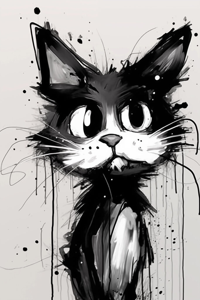 Cat with black paint Cat with black paint