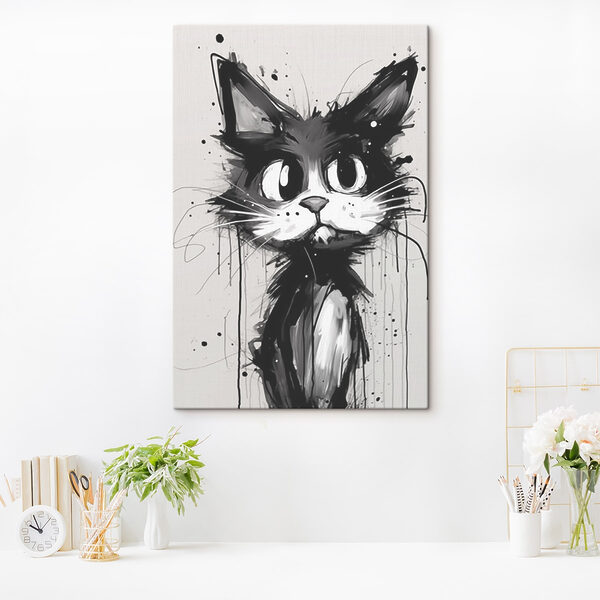 Canvas Schilderijen Kat met zwarte verf